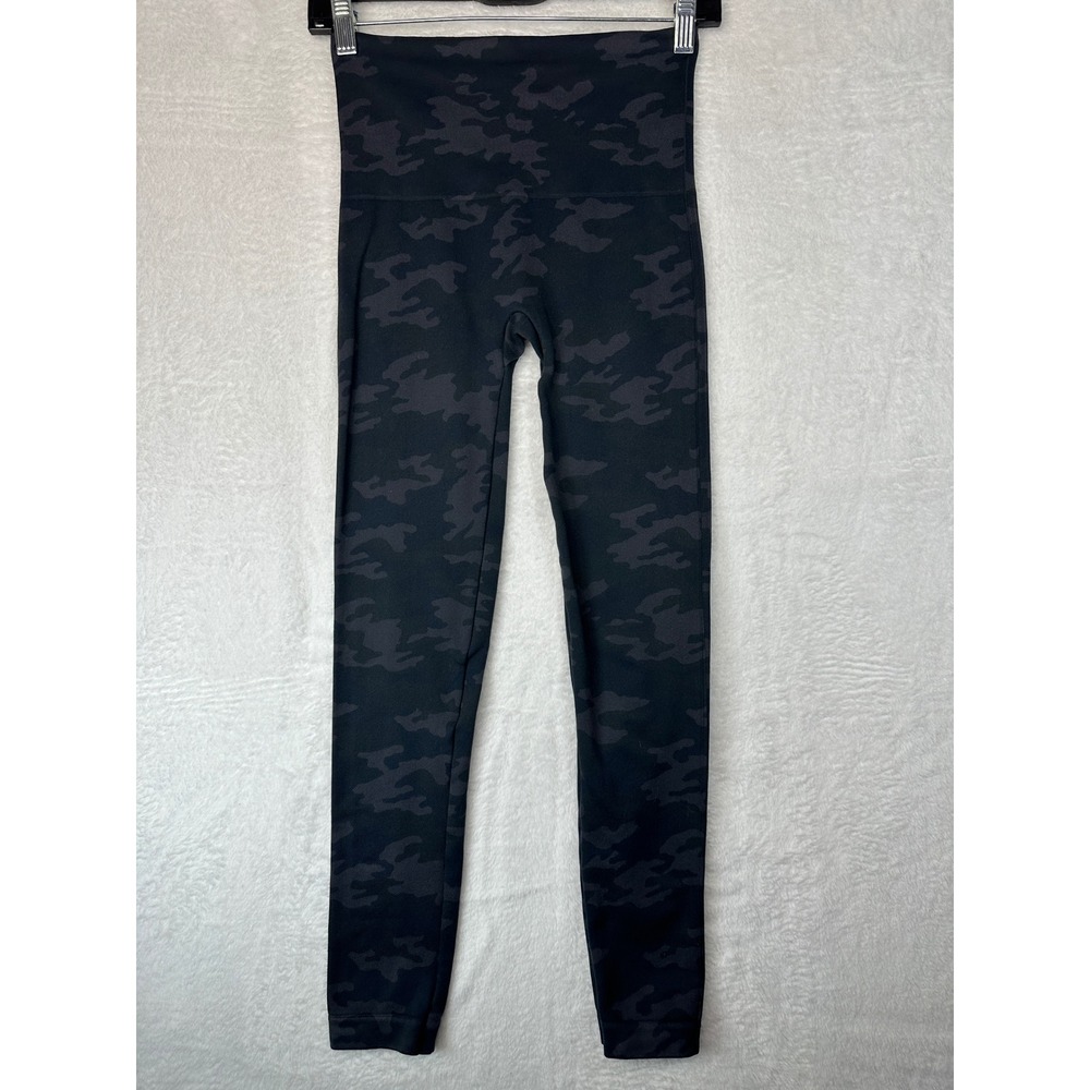 Spanx Look at Me Now Leggings Womens Medium Black Camo Seamless High Waist